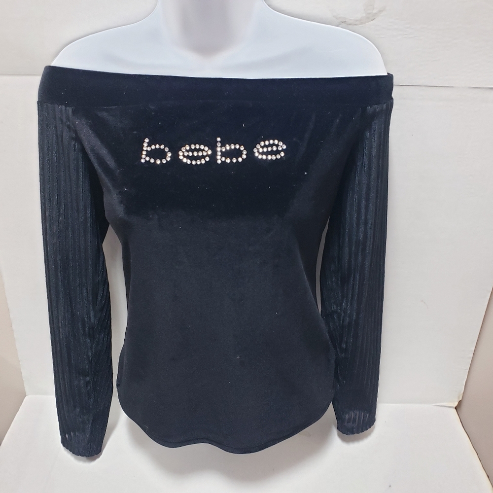 Bebe off the shoulder velvet top